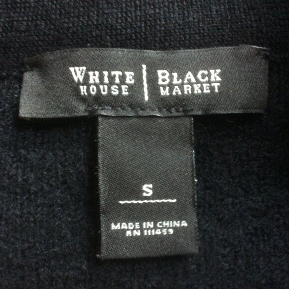 White House Black Market Black Wool Blend Goth Punk Cardigan Sweater Size Small - Picture 3 of 4